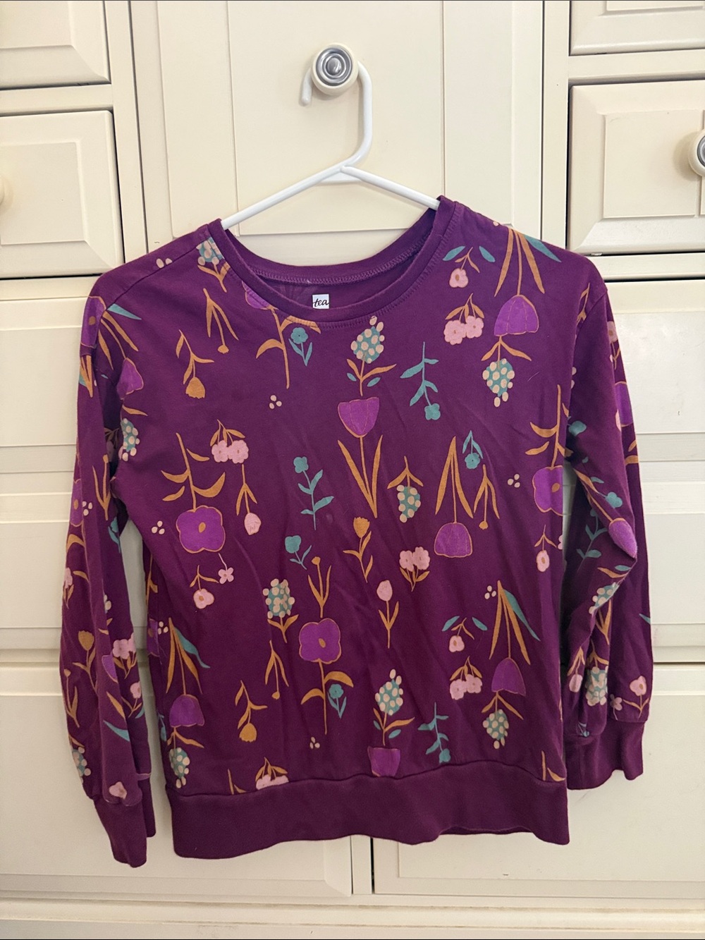 Tea Collection Purple Floral Long Sleeve Tee